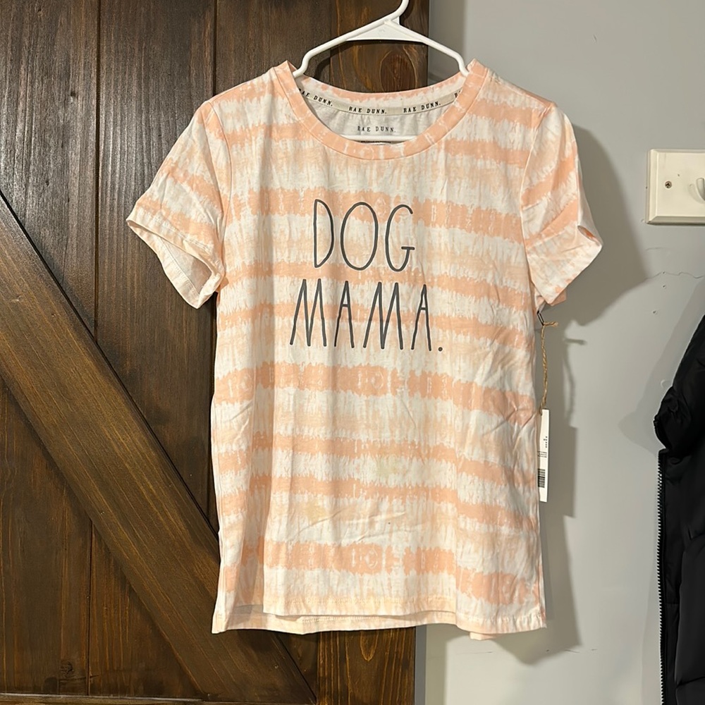 Rae Dunn dog mama pink/orange tie die tshirt